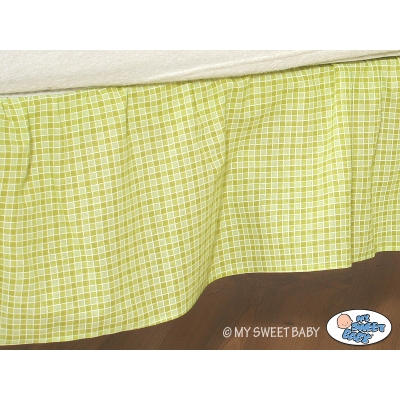 Fest gefaltete Rüsche für Babybett 60x120cm  - Gute Nacht grün