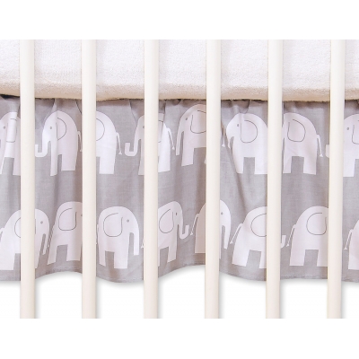 Fest gefaltete Rüsche für Kinderbett 120cm -Simple Elefanten grau