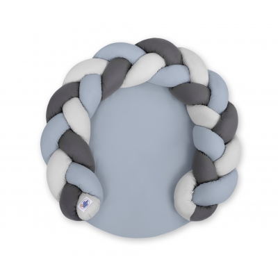 Geflochene Babynest / Spielmatte 2 in1 - pastellblau- grau - anthrazit