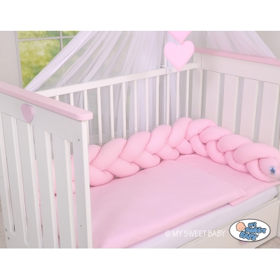 Geflochtene Bettschlange rosa pink für Baby Babybett