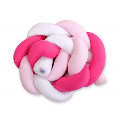 Pink Geflochtene Bettschlange für Babybett - weiß-dunkelrosa - rosa