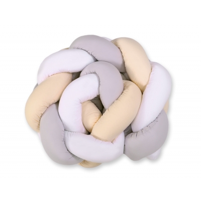 Geflochtene Stoßfänger Bettschlange für Babybett - weiß-grau-beige