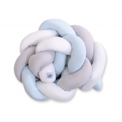 Bettumrandung Zopf für Babybett - weiß-grau-blue Magic Loop