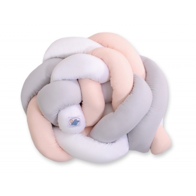 20 cm Hoch Geflochtene Bettschlange für Babybett - weiß-grau-pudderrosapink