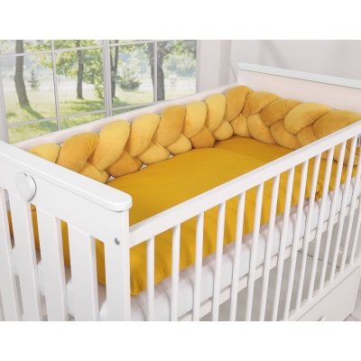 Geflochtene Bettschlange Nestchen minky 180cm - Kopfschutz für Babybett- honig gelb