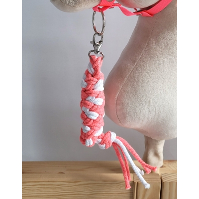 Geflochtene Führstrick für Steckenpferd neon pink/ weiß