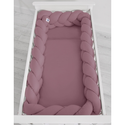Geflochtene Bettschlange Kopfschutz für Babybett XXL- pastellviolett