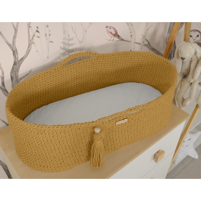 Geflochtener Moseskorb ohne Gestell Boho Stil- honig gelb