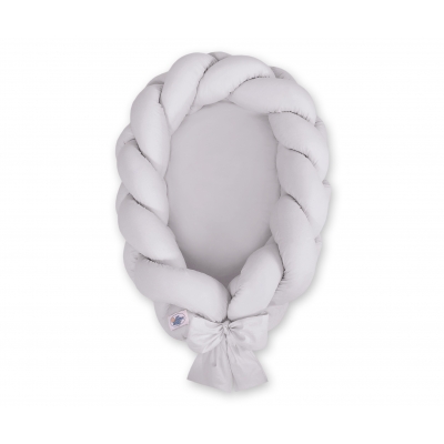 Babynest mit Zopf 2 in 1 Bettumrandung - grau