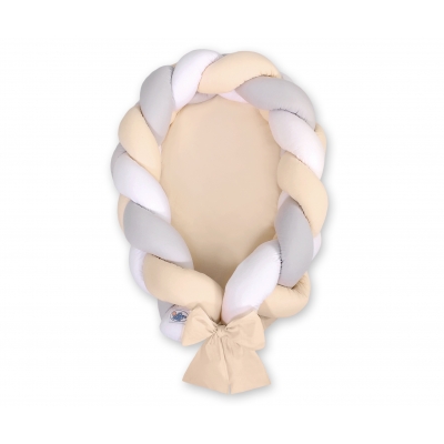 Geflochtenes Babynest 2 in 1 Bettumrandung - weise-grau-beige