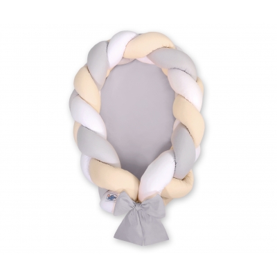 Geflochtene Babynest 2 in 1 Bettumrandung - weise-grau-beige