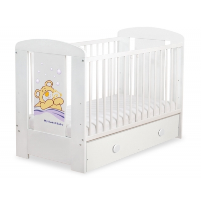 Gitterbett 120x60cm Teddy Bär Barnaba Lila Schublade MAXI