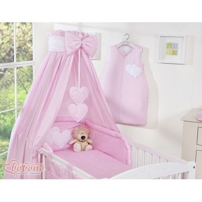 Babybett Himmelset mit Stange Rosa-Punktemuster