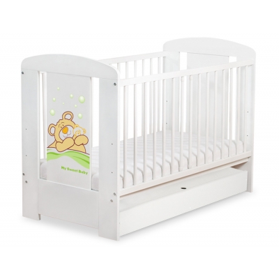 Gitterbett mit Schublade STANDARD 120x60cm Teddy Bär Barnaba