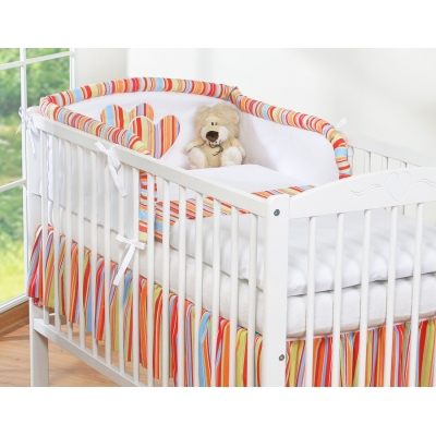 Gitterbettwäsche Set 2-tlg - Hängende Herzen orange gestreift