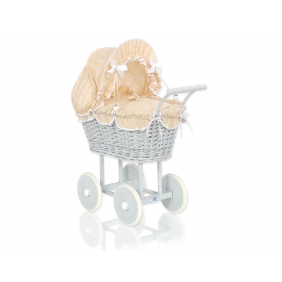 Grau Puppenwagen Bettwäsche Beige mit Weiß Punktmuster nr 61699-529