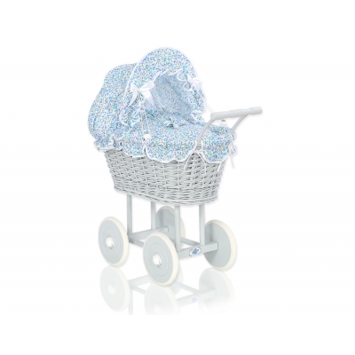 Grau Puppenwagen Bettwäsche blaue Blümchen nr 61699-532