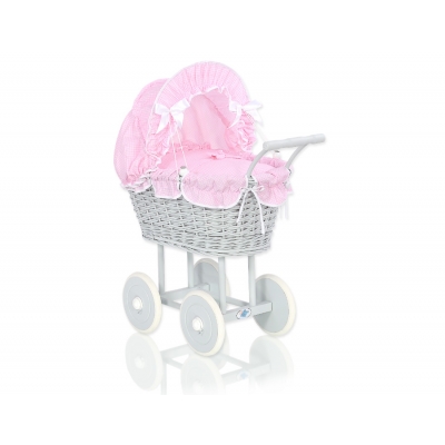 Grau Puppenwagen Bettwäsche Rosa Kariert nr 61699-377