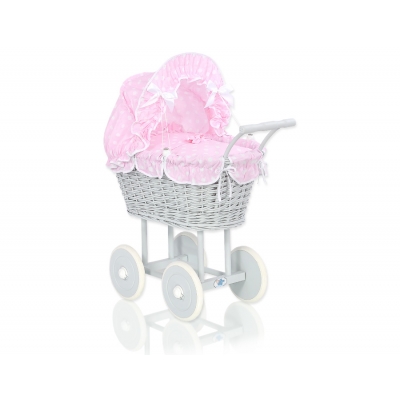 Grau Puppenwagen Bettwäsche Rosa Punktmuster nr 61699-553