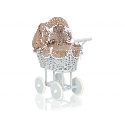 Grau Puppenwagen nr Bettwäsche Braun Punktmuster 61699-584