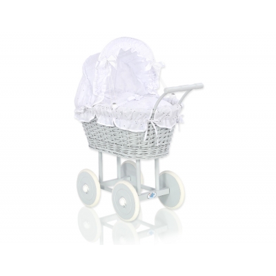 Grau VintagePuppenwagen Weiß Weiß mit Stickerei nr 61699-906