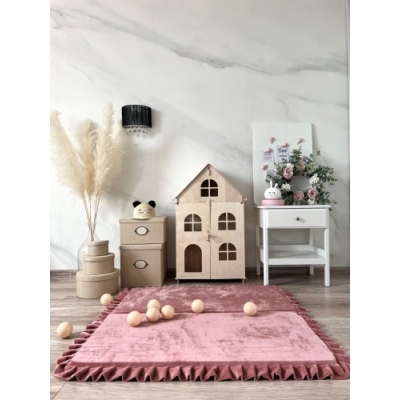 Große Spielmatte Quadrat Altrosa 125x125 VELVET
