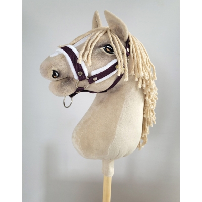 Halfter für Hobby Horse A3 - plum mit weißem Pelz