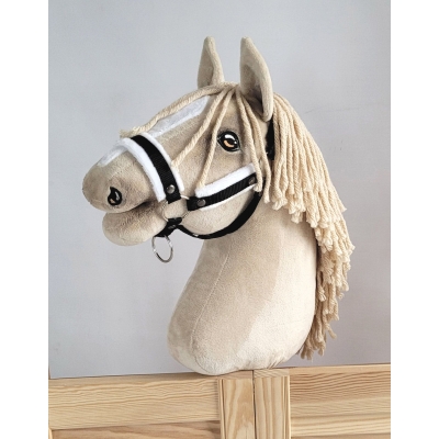 Pelzhalfter für Hobby Horse - Schwarz mit Weißem Pelz