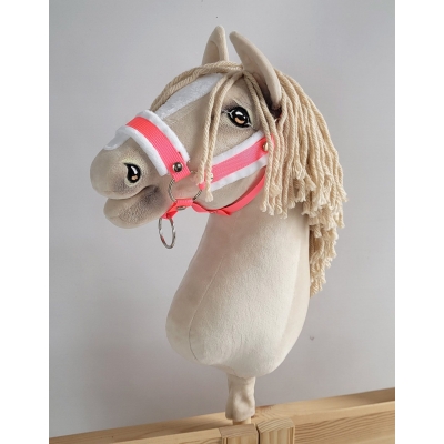Halfter für Hobby Horse neon pink mit weißem Pelz