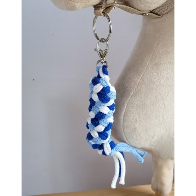 Anbindestrick für Hobbypferd aus doppelt geflochtener Kordel - Blau/Kornblume/Weiß