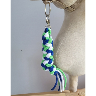 Anbindestrick für Steckenpferd aus doppelt geflochtener Kordel - cornflower/light green/Weiß