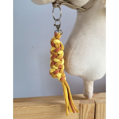 Anbindestrick für Steckenpferd aus doppelt geflochtener Kordel - gelb/senf/ terracotta