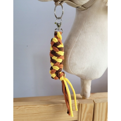 Anbindestrick für Steckenpferd aus doppelt geflochtener Kordel - gelb/terracotta/braun