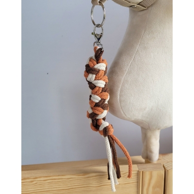 Anbindestrick für Steckenpferd aus doppelt geflochtener Kordel - hellbeige/braun/terracotta