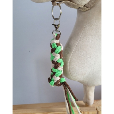 Anbindestrick für Steckenpferd aus doppelt geflochtener Kordel - light green/brown/light beige