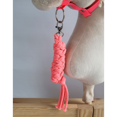 Anbindestrick für Steckenpferd aus doppelt geflochtener Kordel - neon pink