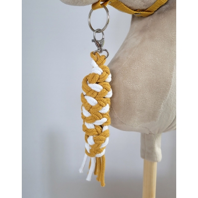 Anbindestrick für Steckenpferd aus doppelt geflochtener Kordel - Weiß -honey yellow