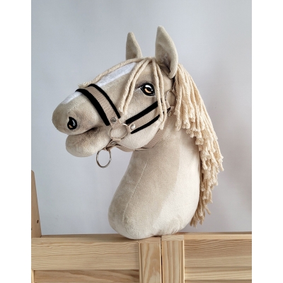 Halfter mit Schwarz Pelz für Steckenpferd A3 - beige