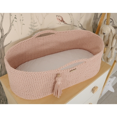 Handgefertigter Babykorb Boho - altrosa