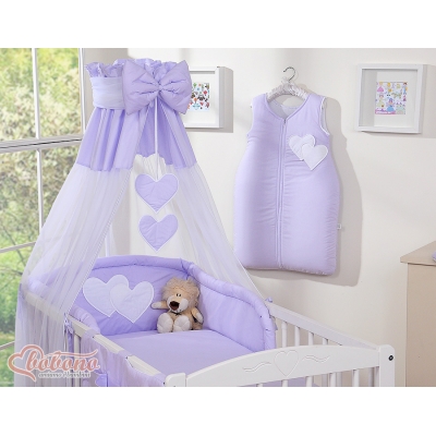 Himmel aus Chiffon für Babybett - Hängende Herzen lila