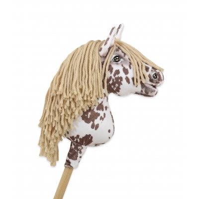 Hobby Horse Steckenpferd brauner Leopard Pferd mit beiger Mähne A4