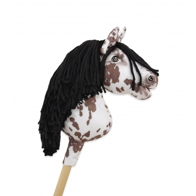 Hobby Horse Steckenpferd brauner Leopard Pferd mit schwarzer Mähne A4