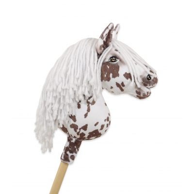 Hobby Horse Steckenpferd brauner Leopard Pferd mit weißen Mähne A4