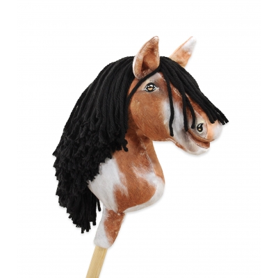 Hobby Horse Steckenpferd Tobiano mit schwarzer Mähne A4