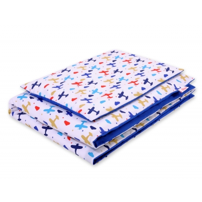 Juniorbett Bettwäsche Set 2-tlg 140x200 Junior - Flugzeuge dunkelblau