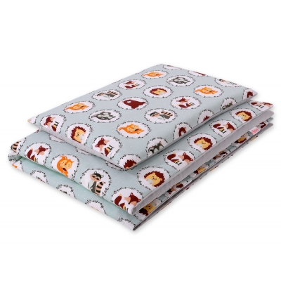 Juniorbett Bettwäsche Set 2-tlg 140x200 Junior - Minze Tierchen
