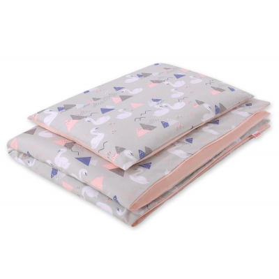 Juniorbett Bettwäsche Set 2-tlg 140x200 Junior - Schwäne grau