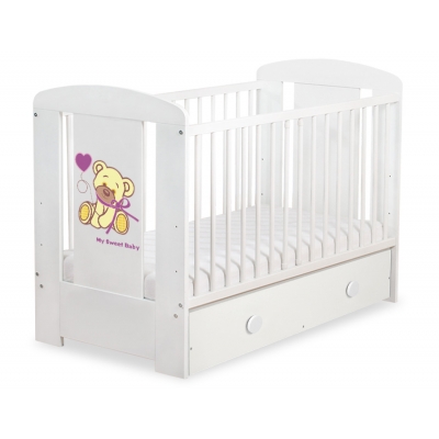 Kinderbett 120x60cm Bär mit Schleife mit Schublade MAXI