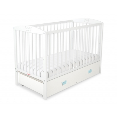Kinderbett 120x60cm mit Krone mit Schublade MAXI