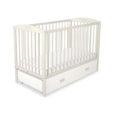 Kinderbett 120x60cm mit Krone mit Schublade MAXI